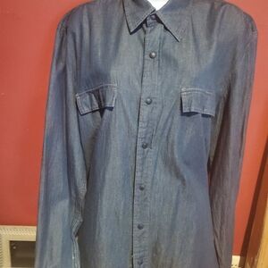 Kenneth Cole Dark Blue Casual Button Down Shirt